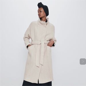 Zara Cream Belted Coat